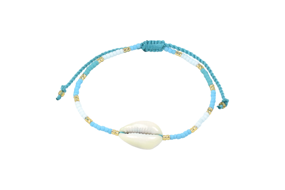 Cowry Shell Charm Beaded Bracelet