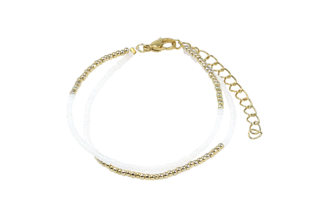 White And Gold Beaded Bracelet