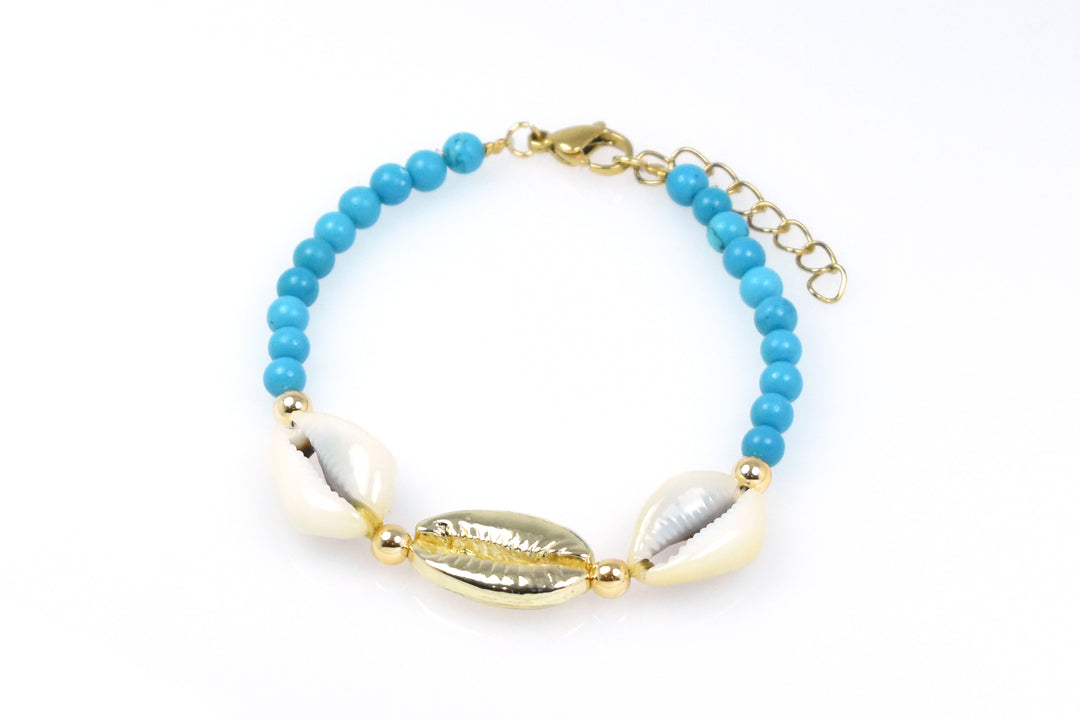 Gold Cowry Shell Charm Bracelet